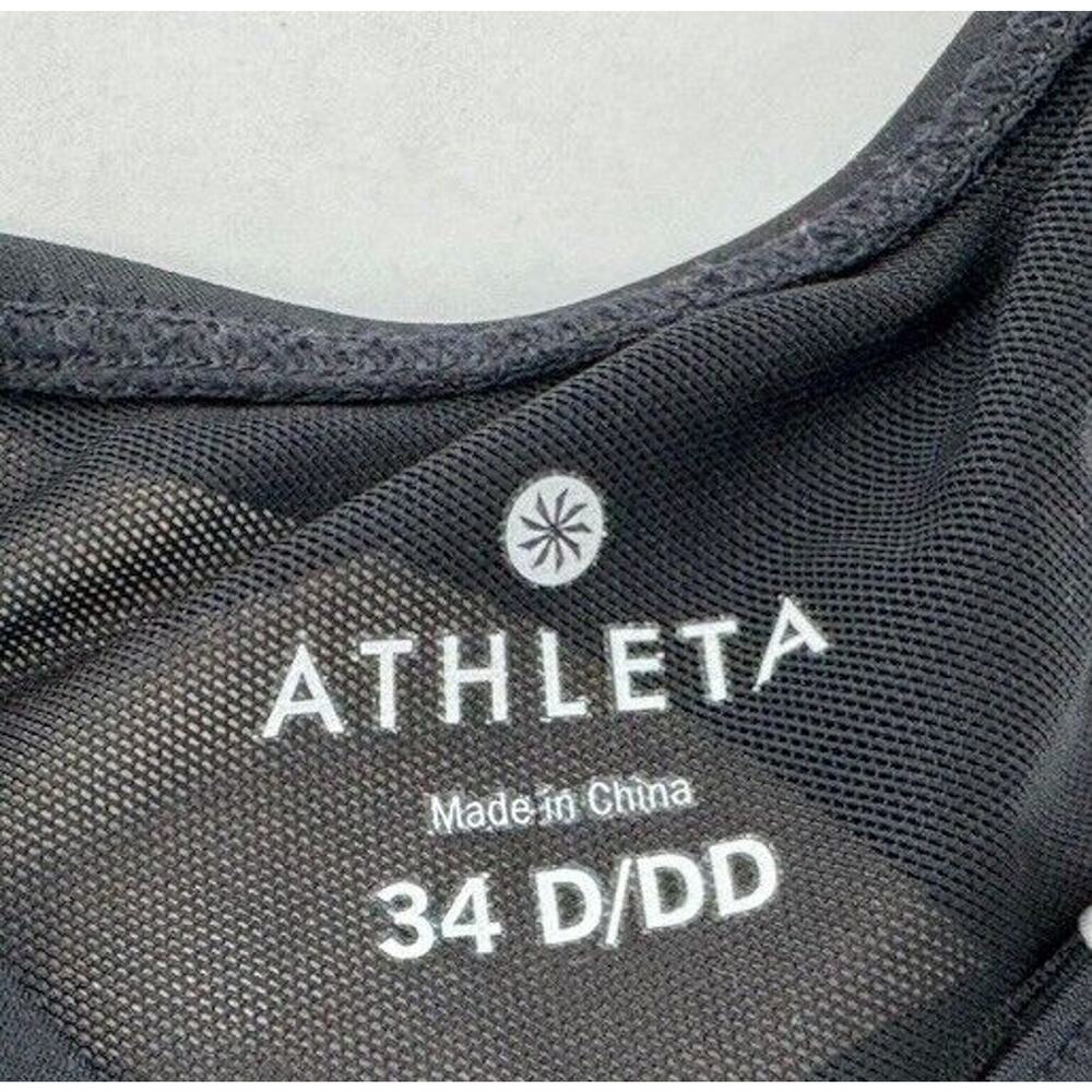 Athleta Swim Top Tankini Size 34 D/DD Black Cut Out Criss Cross Underwire - Picture 7 of 14